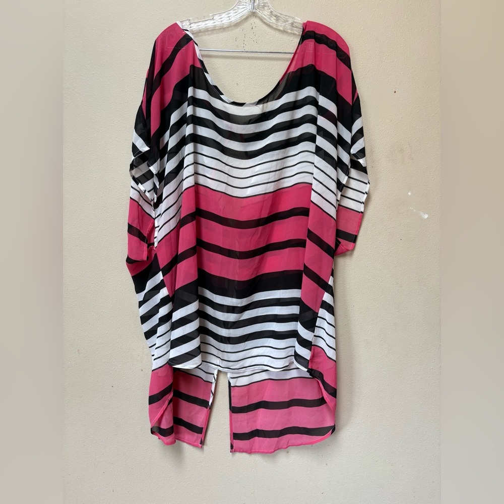 Torrid Women’s Plus Size Pink and Black Striped Tunic Top Soze 6